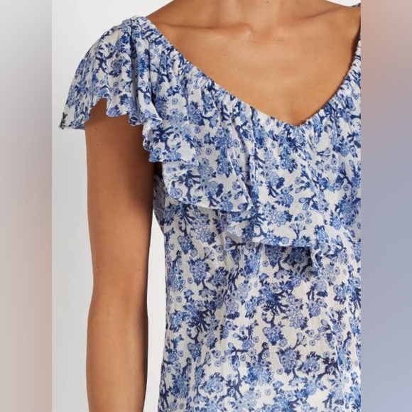 Rebecca Taylor Off The Shoulder Aimee Top Blue - Size 8 - Picture 5 of 11